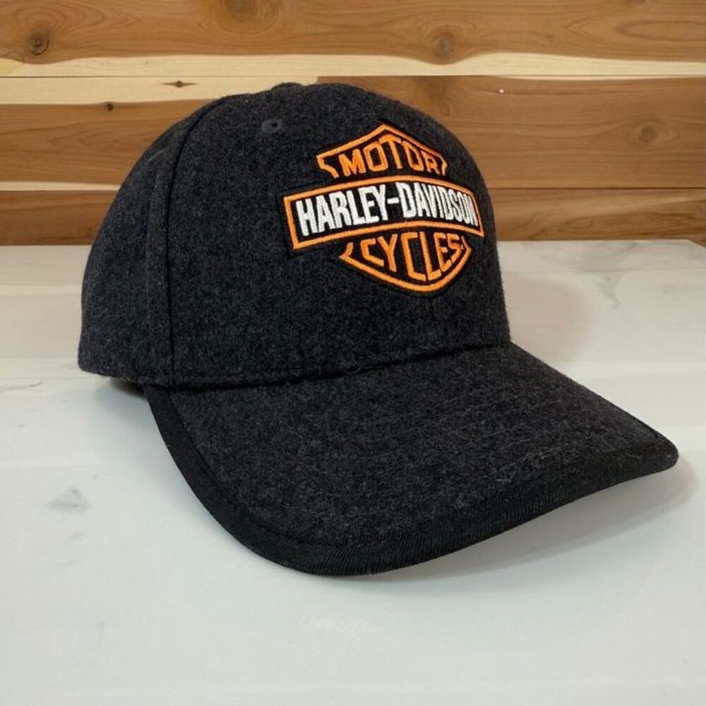 Harley Davidson Wool Blendโ Baseball Cap w/ Classic Bar&Shield Logo Orange Black